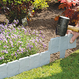 Cobbled Stone Effect Garden Edging Plastic Lawn Fence