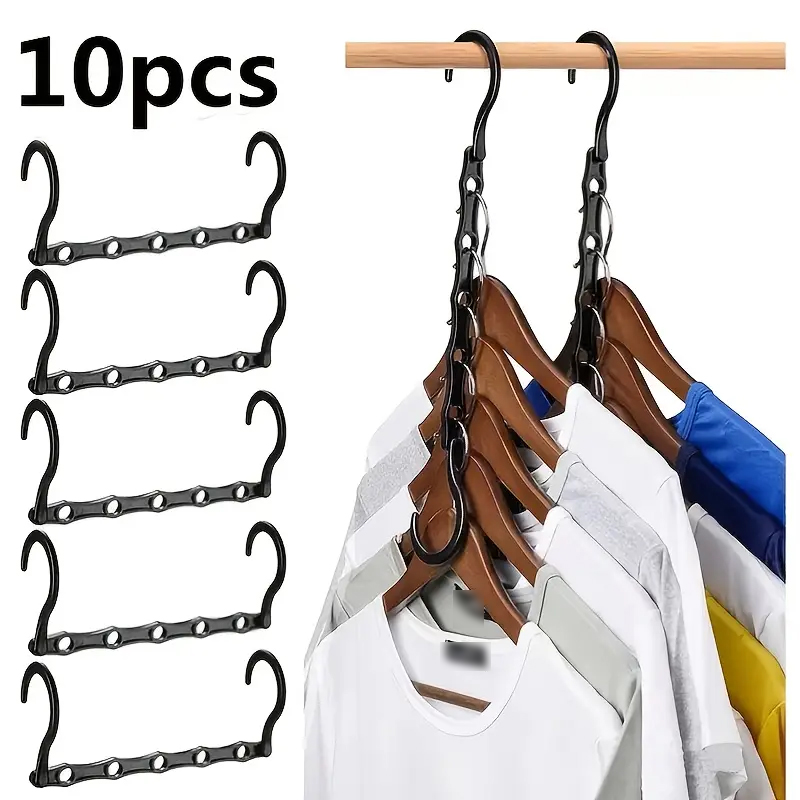 10 Pcs Space Saving Magic Hangers Plastic Clothes Organizer For Small Closet_0