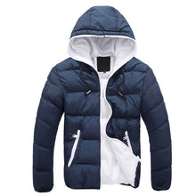 Men Color Block Warm Coat Casual Hooded Down Jacket_4