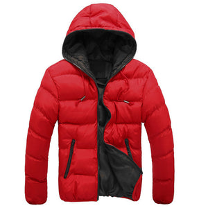 Men Color Block Warm Coat Casual Hooded Down Jacket_5