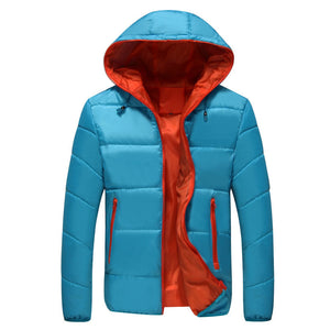 Men Color Block Warm Coat Casual Hooded Down Jacket_6