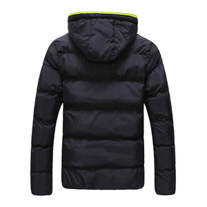 Men Color Block Warm Coat Casual Hooded Down Jacket_1