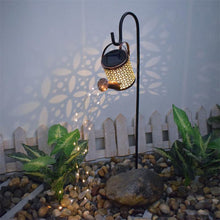 Wrought Iron Hollow Out Solar Powered Watering Can Sprinkles Lights_1