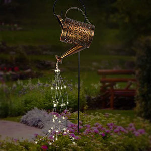 Wrought Iron Hollow Out Solar Powered Watering Can Sprinkles Lights_2