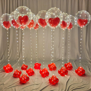 LED Luminous String Lights Transparent Wave Balloon Red Heart-Shaped Balloon_0