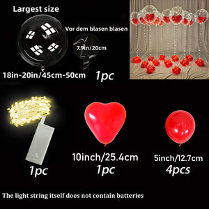 LED Luminous String Lights Transparent Wave Balloon Red Heart-Shaped Balloon_7