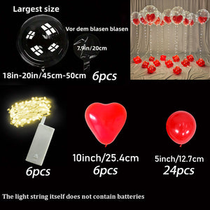 LED Luminous String Lights Transparent Wave Balloon Red Heart-Shaped Balloon_9