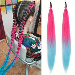 Colorful Braiding Synthetic Straight Hair Ponytail Hair Extensions Hair Accessories
