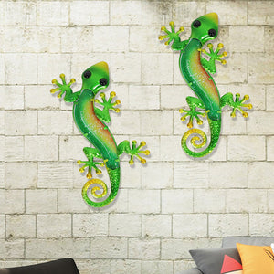 Metal Gecko Outdoor Wall Decor