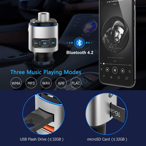 QC3.0 Car Bluetooth MP3 and FM Transmitter Hands-free Voltage Detection with Digital Display