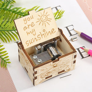 Hand Cranking Message Engraved Vintage Wooden Musical Box_13