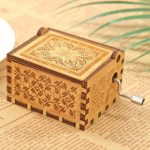 Hand Cranking Message Engraved Vintage Wooden Musical Box_14