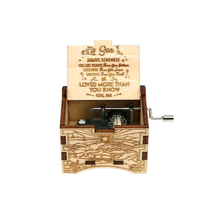 Hand Cranking Message Engraved Vintage Wooden Musical Box_9