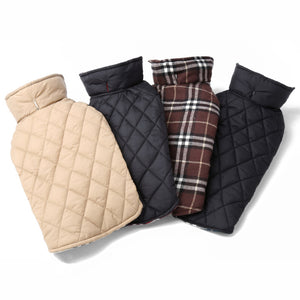 Winter British Style Plaid Reversible Warm Dog Jacket_11