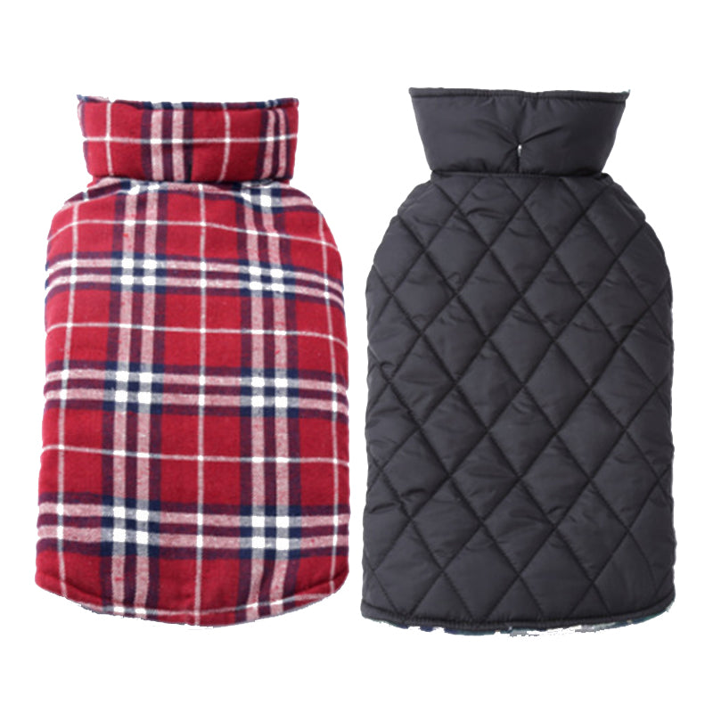 Winter British Style Plaid Reversible Warm Dog Jacket_1