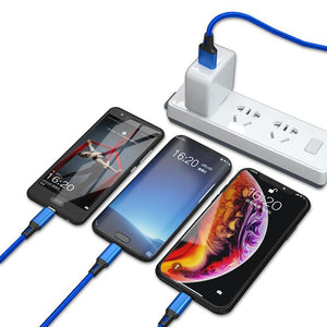 3 IN 1 Fast Charging USB Cable With Micro USB Apple Lightning Type-C Connectors