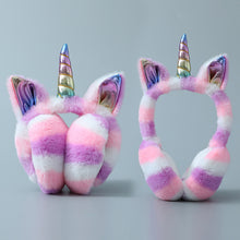 Rainbow Plush Unicorn Ear Muffs