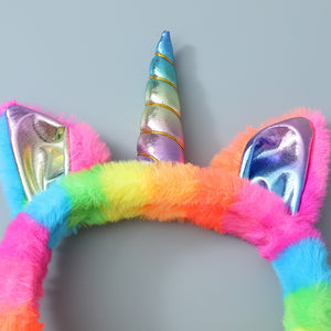 Rainbow Plush Unicorn Ear Muffs