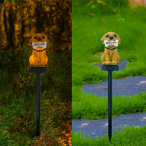 Cute Dog Resin Solar Yard Lights