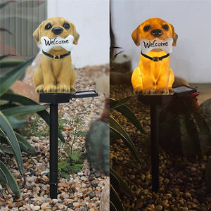 Cute Dog Resin Solar Yard Lights